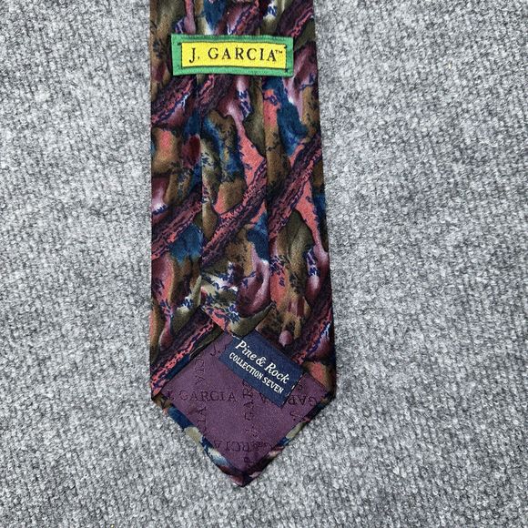 J GARCIA PINE AND ROCK COLLECTION Pink Blue Green SILK NECKTIE TIE - Picture 5 of 5